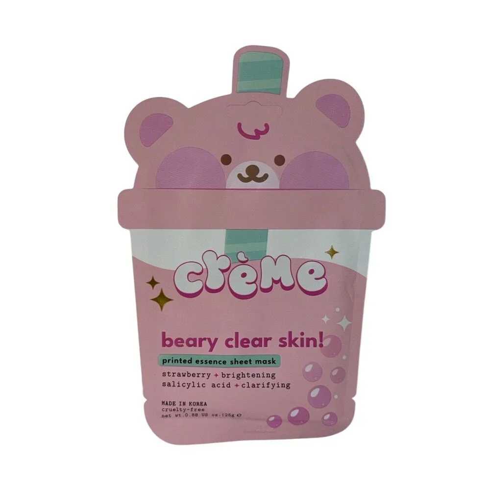 The Crème Shop Boba Bears Beary Clear Skin Printed Essence Sheet Mask Strawberry